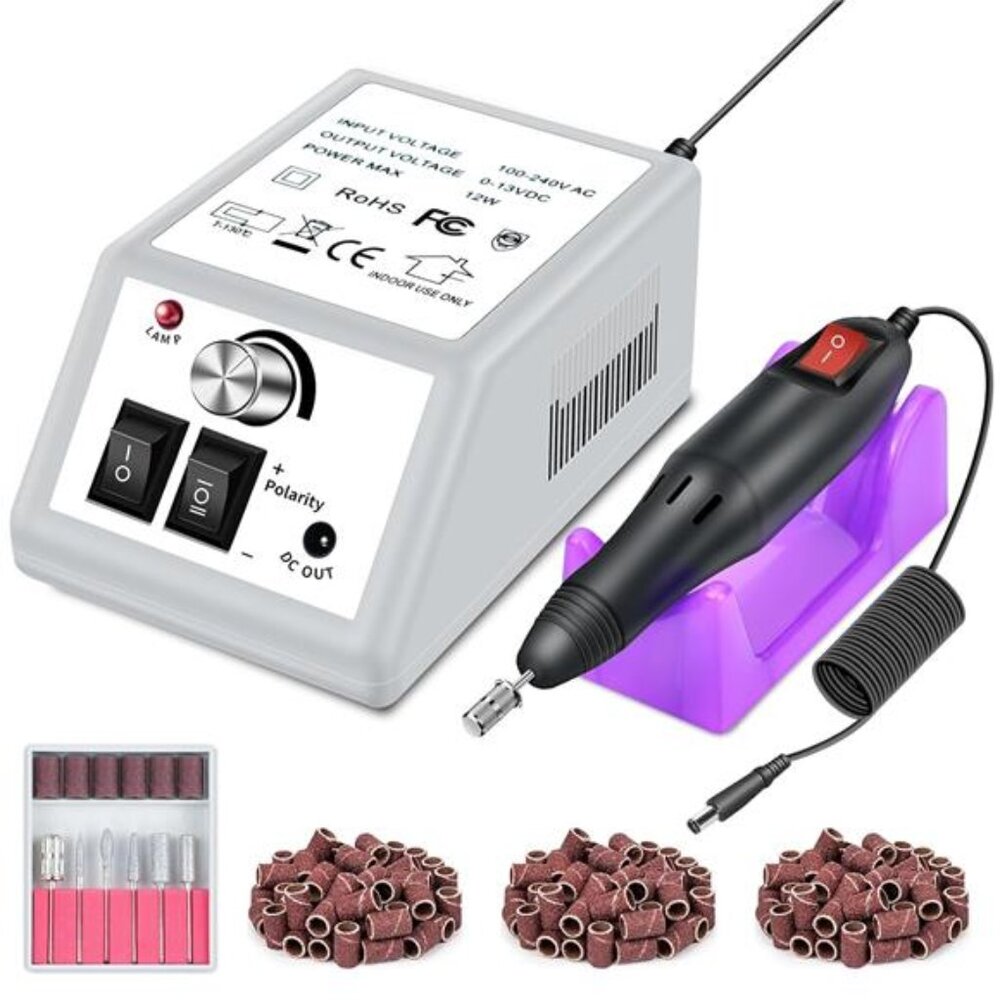 Professional Electric Nail Drill Machine with Purple Handpiece Stand